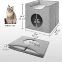 GEEZY Large Collapsible Indoor Cat House - 2-in-1 Foldable Cat Cave & Soft Lounger Bed - Stackable Hideaway Igloo for Pet Kittens - 6