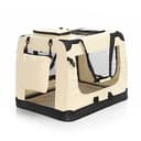 Fudajo Faltbare Transportbox für Hunde, Katzen XL (82x56x58cm), robust, leicht, sicher, Hundebox mit Tragegriff und Decke, Beige - 8