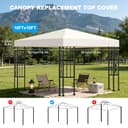 Qdreclod Toldo Recambio 3x3 m Pergola, Techo Repuesto para Cenador Impermeable 300D Protección UV, Funda Transpirable para Pérgola de Jardín, Reemplazo Resistente al Viento para Gazebo Exterior, Beige - 5