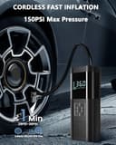 SERVOMASTER Compressore Aria Portatile, Gonfiatore Elettrico Portatile 150PSI, Compressore Auto con Funzione di Arresto Automatico, Display Digitale e Luce LED, per Auto, Moto, Biciclette, Palloni - 2