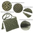 oukesin Borsa a tracolla da spiaggia estiva in nappa fatta a mano in macramè di cotone da donna, 041Verde militare - 5