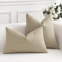 Artscope Juego de 2 Fundas de Cojines Decorativas Cuadradas de Lino 60 x 60 cm para Decoración del Hogar Sofá Dormitorio Coche 24x24 Café Claro - 6