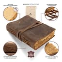 moonster Cuaderno de Cuero Vintage A5 [20x15 cm] – Diario de Piel Hecho a Mano con 240 Páginas de Papel de Algodón – Libreta para Escritura y Sketchbook, Regalo Original - 2