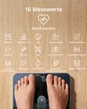eufy Personenwaage, Smart Scale P2 Pro, Digitale Körperfettwaage WLAN/Bluetooth, 16 Messwerte inkl. Gewicht, Herzfrequenz, Körperfett, BMI, Muskel-/Knochenmasse (Schwarz) - 2