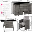 tectake® Conjunto Jardín Exterior de Ratán y Aluminio, Muebles Jardín Exterior Resistente a la Intemperie, 2 Sillas con Cojines, Mesa Cristal, Apilable, Fundas Extraíbles - Gris - 6