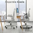 rattantree Sedia da Ufficio con Supporto Lombare, Sedia Ufficio Ergonomica con Braccioli Regolabili in Rete Traspirante, Altezza Regolabile e Schienale Inclinabile con Ruote Girevoli, Grigio - 6