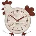 DEKORI Orologio da Parete con Pendolo – Design Gallinella in Legno, Silenzioso e Artigianale, per Cucina Rustica o Casa, 27x32 cm - 1