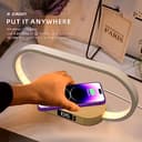 Lampada da comodino con ricarica wireless, lampada da tavolo touch a LED USB, lampada da camera da letto dimmerabile con 3 modalità di colori e orologio, lampada da scrivania in bambù per - 6