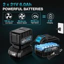 Soffiatore elettrico a batteria 300 km/h con 5 marce e 2 batterie da 6000 mAh – soffiatore senza fili per giardino, foglie, polvere e neve - 3