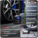 FORTEM Compressore Aria Portatile per Pneumatici, Pompa per Bicicletta, Compressore Aria 230V AC 12V DC con Luce a LED, Manometro Digitale Pneumatici con Gonfiaggio/Spegnimento Automatico (Nero) - 6