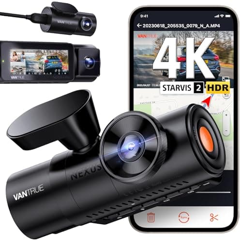 VANTRUE N4 Pro 3 HDR 4K+ 1080P+ 1080P STARVIS 2 Dashcam Auto, 5G WiFi PlatePix™ Dash Cam GPS 360° Puffer Parküberwachung Auto Kamera, IR Nachtsicht, Sprachbefehl, Privatsphäremodi, 2.45” 1TB Max