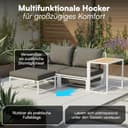 STEELSØN Asteri Sitzgruppe 5-teilig – Gartenmöbel Set mit 2 Sessel, 2 Hocker, 1 Tisch – Balkonlounge Metallgestell Weiß – inkl. Sitzpolster anthrazit – Terrassenlounge für 2-4 Personen – wetterfest - 4