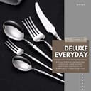 DAFFODILY® Besteck Set. Gehämmertes 18/10 Edelstahl Essbesteck. Spiegel-Finish, ultra-scharfes Steakmesser, spülmaschinenfest - 4