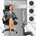 EveryKip® Silla Escritorio Ergonomica Ajustable con Reposabrazos Negro| Ruedas Anti-Arañazos | Sillas Oficina Ejecutiva con Reposacabezas | Cadeira Ergonómica Office Chair (Negro) - 5