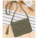 oukesin Borsa a tracolla da spiaggia estiva in nappa fatta a mano in macramè di cotone da donna, 041Verde militare - 3