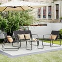 Bealife Conjunto de Muebles de jardín de 4 Piezas, Conjunto de Patio de Tela Teslin, Incluye 3 sillones y 1 Mesa de Vidrio, Adecuado para Patios, Jardines y Espacios al Aire Libre (Negro) - 7