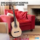 MAX SoloArt - 4/4 Akustik Gitarre für Anfänger Einsteiger Erwachsene - Akustikgitarre inkl. Tasche, Stimmgerät, Plektrum, Gurt und Zubehör - Acoustic Guitar, Konzertgitarre in Naturholz - 6