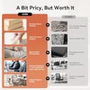 EMIAH Silla de Oficina Ergonómica con Reposapiés, Silla de Escritorio Ejecutiva Reclinable, Sillón de Cuero PU, Modernas Cómoda Silla de Ordenador Tocador con Ruedas, Bonita Silla para el Hogar, Beige - 9