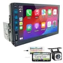 Radio Coche 1 DIN con CarPlay y Android Auto - Pantalla Táctil de 7 Pulgadas, Autoradio con Bluetooth y Soporte Mirror Link para iOS/Android con Cámara de Respaldo - 1