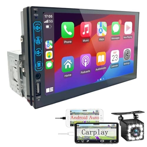 Radio Coche 1 DIN con CarPlay y Android Auto - Pantalla Táctil de 7 Pulgadas, Autoradio con Bluetooth y Soporte Mirror Link para iOS/Android con Cámara de Respaldo