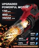 Soplador de Hojas sin Cable con Pantalla LCD, 3 Velocidades, 2×4.0Ah Baterías y Cargador Rápido, Soplador Eléctrico Ligero para Cuidado del Jardín, Entrada, Hojas, Polvo y Nieve - 3