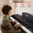 Glarry Digital Piano 88 Weighted Keys, 88 Key Keyboard Fully Weighted for Beginner, Full Size Electric Keyboard Piano with USB/MIDI, Record, LCD, 3 Pedals, Dual Stereo Speakers, Upright Stand (Black) - 2