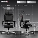 FLEXISPOT ErgoX Pro Ergonomischer Bürostuhl mit ausziehbarer Fußstütze, 12-stufiger Höhenverstellung, 7D-Armlehnen, 5D-Lendenstütze, 4D-Kopfstütze, 250 kg Belastbarkeit Netzsitz (Schwarz) - 2