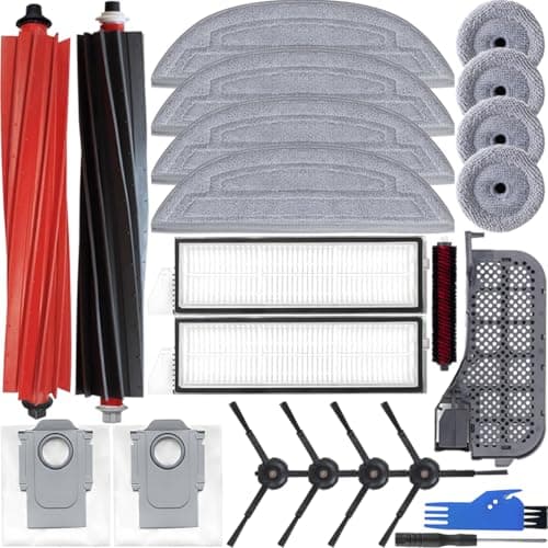 EATBALE Replacement Parts for Roborock S8 MaxV Ultra Robot Vacuum Cleaner 2 x Main Brushes 4 x Side Brushes 4 x Round Mop Cloths 4 x Long Mop Cloths 2 x Filters 2 x Dust Bags Accessories Kit