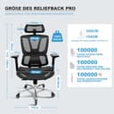 MELOKEA Bürostuhl Ergonomisch, 4D-Armlehnen, Verstellbare Sitztiefe, 4-stufige Neigung, Gummirollen, Mesh-Sitzfläche, Hoher Rücken, Große Menschen, Homeoffice & Gaming, Ergonomischer Schreibtischstuhl - 2