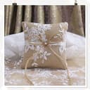 letuxaamz Almohada de Anillo Yute Encaje - 15 * 15 cm Almohada de Anillo de Boda Vintage, Compromiso Boda para Anillo con Lazo de Satén Ringkissen Wedding Ring Pillow Juego de Accesorio para Bodas. - 7
