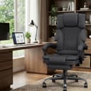 Submi Sedia da Ufficio Ergonomica con Poggiapiedi in Tessuto, Poltrona Ufficio Sedia Scrivania ad Altezza Regolabile con Ruote Piroettanti, Sedia Ufficio per Home, Sedia Gaming, Grigio Scuro - 2