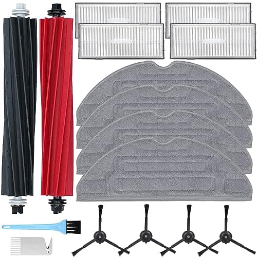 AiLomey Zubehör für Roborock S8 / S8 +, Ersatzteile für Roborock S8 Pro Ultra, 2 Hauptbürste, 4 Wischtücher, 4 Filter, 4 Seitenbürsten
