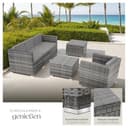 tectake® Poly Rattan Lounge, Outdoor Gartenmöbel Set mit Sofa, Sessel, Hocker und Tisch, variabel kombinierbar, Möbel wetterfest für 4-5 Personen, Balkonmöbel, Gartenlounge, Terrassenmöbel - grau - 4
