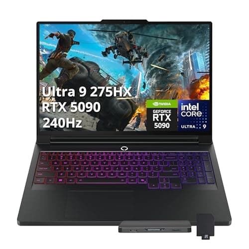 Lenovo Legion Pro 7i AI Gaming Laptop, 16" WQXGA OLED 240Hz, Intel Ultra 9 275HX, GeForce RTX 5090 24GB, 64GB DDR5, 5TB Storage (4TB SSD +1TB Docking Station), Tastiera retroilluminata, Wi-Fi 7, Win