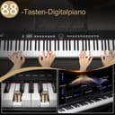 LEADZM Pianoforte Digitale Semi-Pesato a 88 Tasti, Tastiera Full Size, Tastiera Elettronica con Supporto a Forma di X a Doppio Tubo, Bluetooth MIDI, Leggio, Pedale Sustain, Cuffie (Nero, + Supporto) - 3