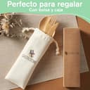 GASTROTOMI Cubiertos de Bambú Reutilizables para Llevar con Bolsa, Set de 18 Piezas Tamaño Normal (20 cm), Cubiertos de Madera sin Plástico para Oficina, Viaje, Picnic y Camping - 5