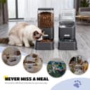Nobleza Automatic Dog Cat Food Feeder and Waterer Set, 3.8 L Dog Cat Water and Food Dispenser, Automatic Pet Water Dispenser Pet Feeder for Small Medium Dogs, Puppy and Cats, 2 Packs, Dark Grey - 3
