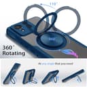 HikerClub Handyhülle für ASUS ROG Phone 8, ROG Phone 8 Pro (2024) Hülle Case mit Magnetisch Ständer, 360 Drehring Blau [Magie Stressabbau Soundeffekt Handyhalter] Stoßfeste Transparent Schutzhülle - 3