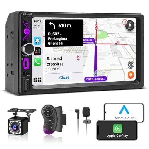 Autoradio 2 DIN Compatibile con Wired Carplay & Android Auto,7 Pollici Touchscreen Stereo Bluetooth con Schermo, Radio Auto con Mirror Link,FM,SWC,USB,Type-C de Recharge,Telecamera Posteriore