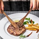 Set di posate in legno, 4 posate riutilizzabili in stile giapponese con 1 cucchiaio, 1 forchetta, 1 bacchette, 1 coltello in legno con sacchetto, posate da viaggio per cucina, casa, ufficio - 7