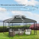 Outsunny Ersatzdach für Pavillon 3 x 4 m wasserabweisend Pavillondach mit Doppeldach Ersatzbezug für Gartenpavillon Ersatzteile aus Polyestet-Stoff Dunkelgrau - 3