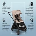Bugaboo Dragonfly City-Kinderwagen, leichter, kompakter Kinderwagen mit Vierradfederung, einhändig zusammenklappbar, XL Untergestellablage, Gestell in Schwarz und Sonnendach in Desert Taupe - 5