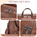 VASCHY Rucksack Damen Leder, Lederrucksack Elegant Mode Rucksackhandtaschen Mittelgroß Rucksäcke für Frauen mit Gitarrenriemen, Braun - 4
