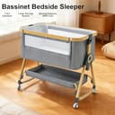 YAZOCO Cuna 3 en 1, Cuna de colecho,Crib Mecedora, Ajuste de Altura e inclinación del colchón, 4 Ruedas con Freno, Colchón Ergonómico (Versión Superior Gris) - 2