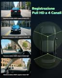 LAMTTO Dash Cam Auto 360 Gradi Dashcam Controllo APP WiFi 5G 4 Canali Telecamera per Auto Monitoraggio del Parcheggio IR Visione Notturna Kit di Cablaggio Scheda 128GB Gratuita - 3