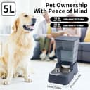 Dispensador automático de comida para perros y agua para perros, 5 L, dispensador de comida para gatos y gatos para perros medianos y grandes, gatos y otros animales (juego de 5 L, gris oscuro) - 2