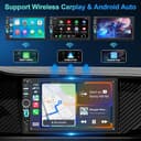 Radio Coche 1 DIN con Carplay Android Auto Inalámbrico - Pantalla Táctil de 7 Pulgadas, Radio CarPlay 1 DIN Soporte Mirror Link para con Cámara de Respaldo, FM Radio/Type-C de Recharge/Mic/Bluetooth - 2