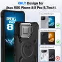 HARUINO Case for Asus ROG Phone 8 Pro, ROG Phone 8 Protective Cover Military Armour Protection with Stand Foldable Lens Cover Heavy Duty Shockproof Bumper TPU Silicone Shell, Black - 5