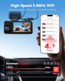 REDTIGER 4K 3 Channel Dash Cam 5G WiFi Built-in GPS, Included 64GB Card, 2160P+1080P+1080P Front and Rear Inside, Loop Recording, Triple Car Camera with 3 Inch Screen, IR Night Vision, Parking Mode - 4