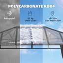 Outsunny 3 x 4 m Outdoor Hardtop Gazebo Canopy with Polycarbonate Roof, Waterproof Aluminium Permanent Pavilion Garden Gazebo Patio Shelter with Curtains, Dark Grey - 3